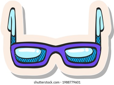 Hand drawn Eyeglasses icon in sticker style vector illustration