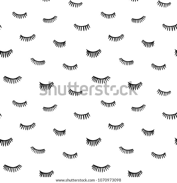 Hand Drawn Eyelashes Doodles Icon Seamless Stock Vector (Royalty Free