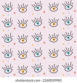 Hand drawn eyes flat icons pattern