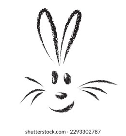 Cara dibujada a mano de conejo conejo conejo, aislado en blanco, vector