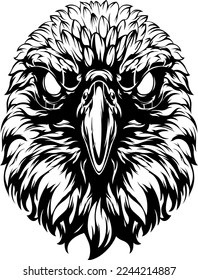 Hand drawn face of crow. Raven tattoo illustration mascot art bird.