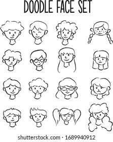 hand drawn face doodle set