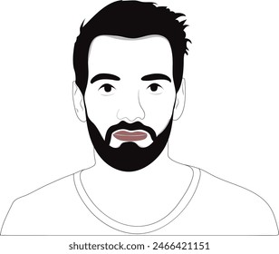 Hand drawn face drawing illustration, outline face art, Man taking care of his work daily routine vectors, Skull dressed in classic suit and bow vector line arts.