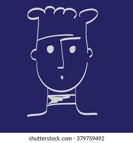 Hand drawn face of man vector illustration