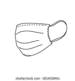 Handgezeichnete Gesichtsmaske. Einfache doodle Vektorgrafik mit medizinischem Respirator. Einzeln auf weißem Hintergrund