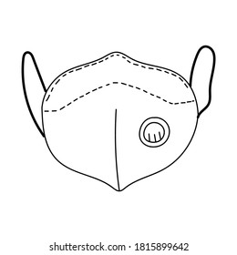 Hand drawn face mask. Simple doodle vector with medical respirator. Isolated on white background