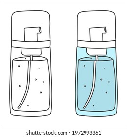 Hand drawn facial cleanser outline and colored, isolated vector illustration on white background