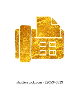 Hand drawn Facsimile icon in gold foil texture vector illustration