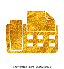 Hand drawn Facsimile icon in gold foil texture vector illustration