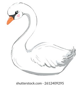 Hand Drawn Fairy Swan Vector Illustration.