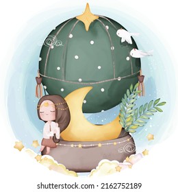 Hand drawn a fairy tale illustrations watercolor style. Vector illustration