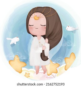 Hand drawn a fairy tale illustrations watercolor style. Vector illustration