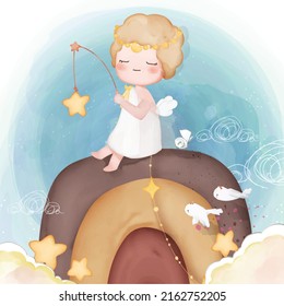 Hand drawn a fairy tale illustrations watercolor style. Vector illustration