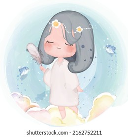 Hand drawn a fairy tale illustrations watercolor style. Vector illustration