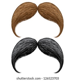 Hand drawn fake vector mustaches set