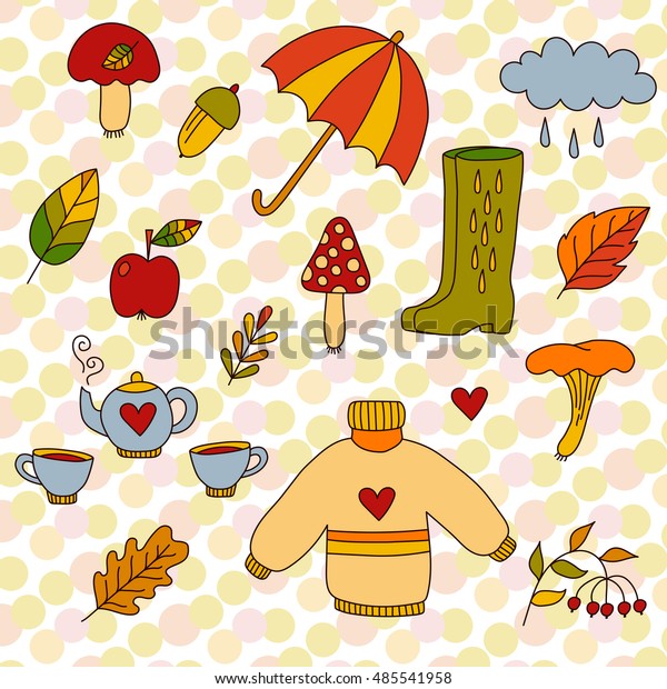 Hand Drawn Fall Autumn Symbols Vector Stock Vector (Royalty Free ...