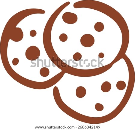 Hand drawn fall icon. Autumn clipart. Ink logo. Chocolate cookie 