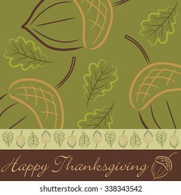 Hand drawn fall leaf and acorn Thanksgiving card in vector format
