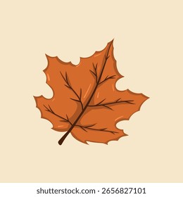 Icono de hoja de otoño dibujado a mano en tonos marrones cálidos