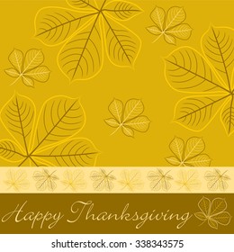 Hand drawn fall leaf Thanksgiving card in vector format
