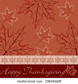 Hand drawn fall leaf Thanksgiving card in vector format