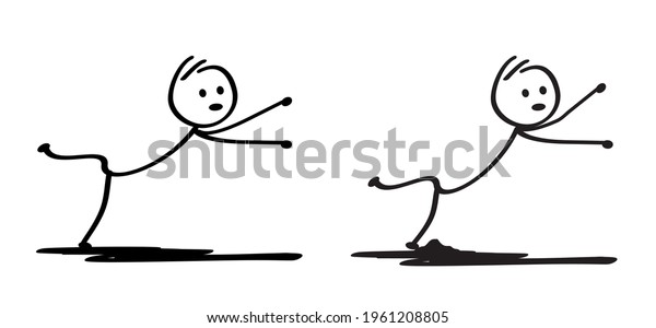 Hand Drawn Fall Person Stickman Man Stock Vector (Royalty Free ...