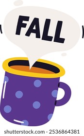 Hand Drawn Fall Tea Cup Vector Illustration