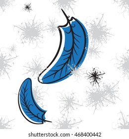 Hand Drawn Falling Feather Seamless Pattern. Delicate and airy background with down and feathers