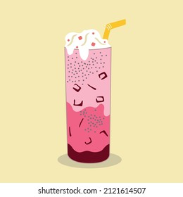 Hand drawn Falooda sweet drink.