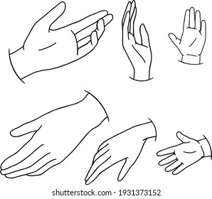 Hand drawn family hands vector illustration. Line art female, male and baby hands. Mom, dad, and child social illustration. Concept for logo, card, banner, poster, wall art, flyer. Abstract family