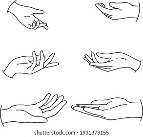 Hand drawn family hands vector illustration. Line art female, male and baby hands. Mom, dad, and child social illustration. Concept for logo, card, banner, poster, wall art, flyer. Abstract family