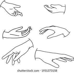 Hand drawn family hands vector illustration. Line art female, male and baby hands. Mom, dad, and child social illustration. Concept for logo, card, banner, poster, wall art, flyer. Abstract family