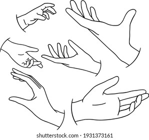 Hand drawn family hands vector illustration. Line art female, male and baby hands. Mom, dad, and child social illustration. Concept for logo, card, banner, poster, wall art, flyer. Abstract family