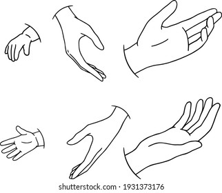 Hand drawn family hands vector illustration. Line art female, male and baby hands. Mom, dad, and child social illustration. Concept for logo, card, banner, poster, wall art, flyer. Abstract family