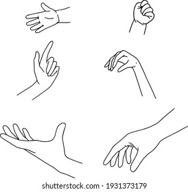 Hand drawn family hands vector illustration. Line art female, male and baby hands. Mom, dad, and child social illustration. Concept for logo, card, banner, poster, wall art, flyer. Abstract family