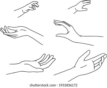 Hand drawn family hands vector illustration. Line art female, male and baby hands. Mom, dad, and child social illustration. Concept for logo, card, banner, poster, wall art, flyer. Abstract family