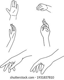 Hand drawn family hands vector illustration. Line art female, male and baby hands. Mom, dad, and child social illustration. Concept for logo, card, banner, poster, wall art, flyer. Abstract family