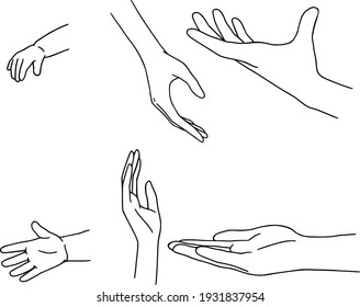 Hand drawn family hands vector illustration. Line art female, male and baby hands. Mom, dad, and child social illustration. Concept for logo, card, banner, poster, wall art, flyer. Abstract family