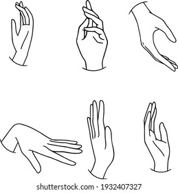 Hand drawn family hands vector illustration. Line art female, male and baby hands. Social illustration. Concept for logo, card, banner, poster, wall art, flyer. Abstract family design