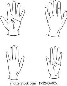 Hand drawn family hands vector illustration. Line art female, male and baby hands. Social illustration. Concept for logo, card, banner, poster, wall art, flyer. Abstract family design