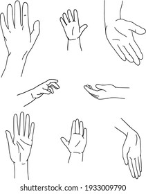 Hand drawn family hands vector illustration. Line art female, male and baby hands. Mom, dad, and child social illustration. Concept for logo, card, banner, poster, wall art, flyer. Abstract family