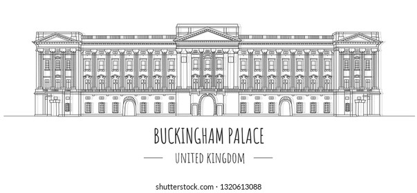 Hand drawn famous landmark vector of Buckingham palace,London,United Kingdom, isolated vector illustration