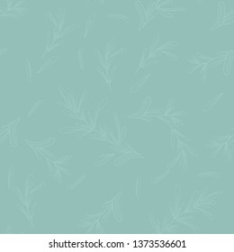 Hand drawn fancy herb, rosemary pattern. Vector background 