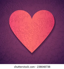 Hand drawn fancy paper heart, vector eps10 illustration