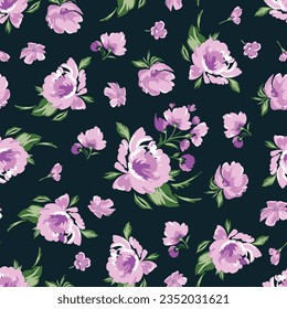 Hand drawn fancy retro bold floral seamless pattern