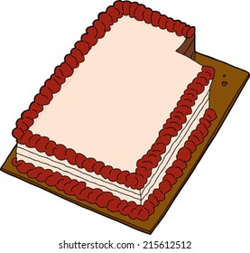 Hand Drawn Fancy Sheet Cake With Missing Slice