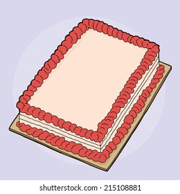 Hand Drawn Fancy Strawberry Sheet Cake Cartoon