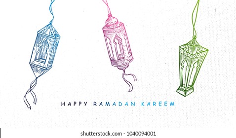 Hand Drawn Fanous Lantern for Ramadan Kareem Celebration. Vector eps.10