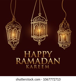 Hand Drawn Fanous Lantern for Ramadan Kareem Celebration