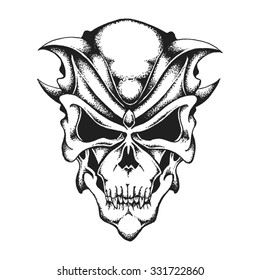 Hand drawn fantastic skull. Vector illustration